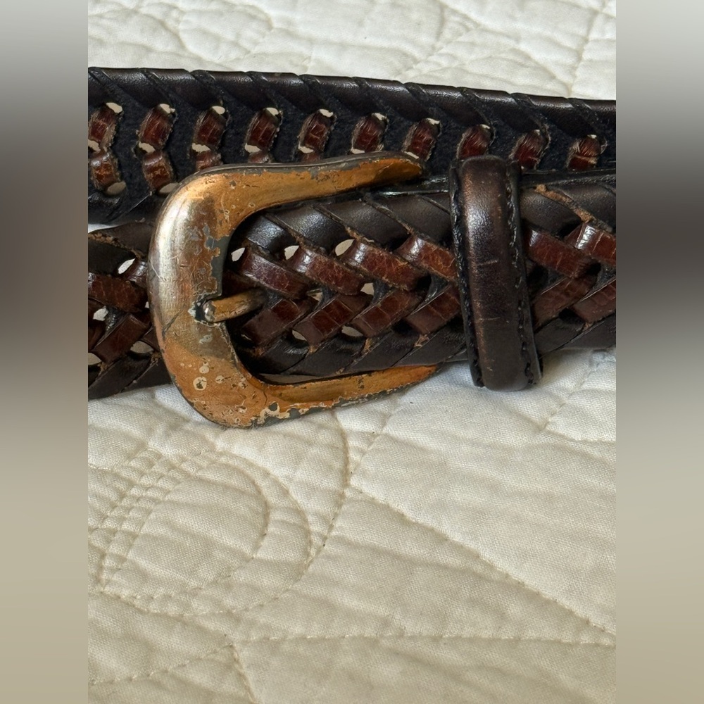 Brighton vintage 1997 Braided Leather Belt with Gold Buckle size 36